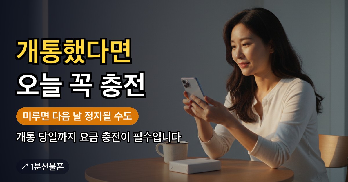 선불폰을 개통한 날 스마트폰으로 요금 충전 여부를 확인하는 모습