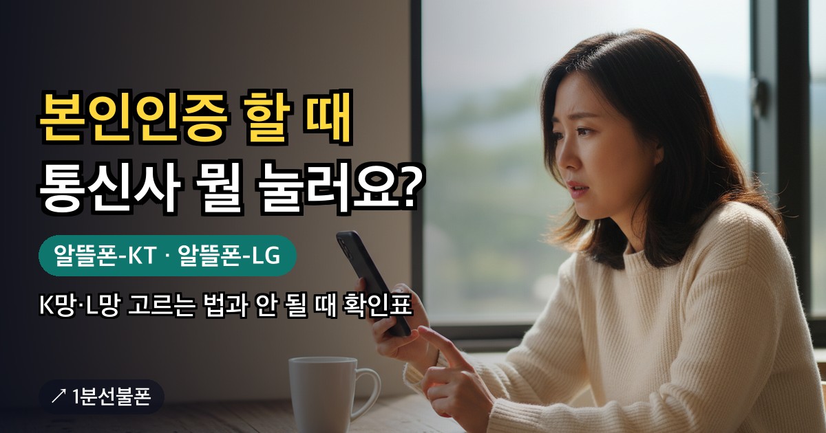 선불폰 번호로 본인인증을 하려고 스마트폰 화면을 살펴보는 모습